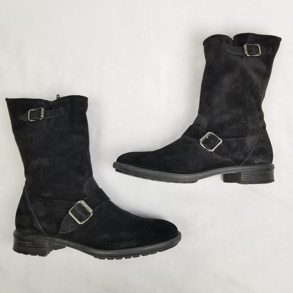 Paul Green Adison Biker Mid Calf Boot Black Suede - Picture 4 of 10